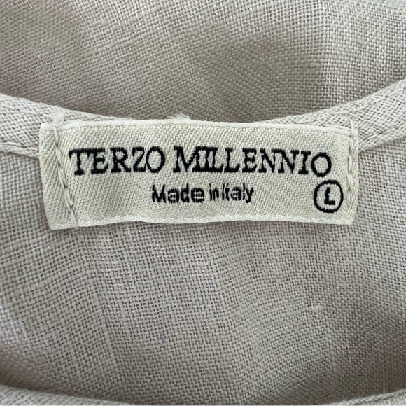 Terzo Millennio Italian Linen Shift Dress Minimalist Tie Back Vacation Resort L - Picture 12 of 12